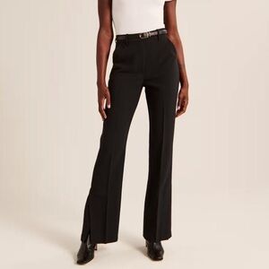 Abercrombie and Fitch Tailored Split Hem Flare Pant in Black